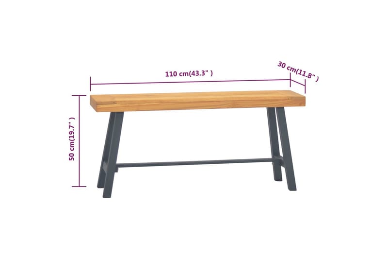 Benk 110 cm heltre teak - Brun - Møbler - Stoler - Benk