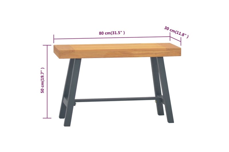 Benk 80 cm heltre teak - Brun - Møbler - Stoler - Benk