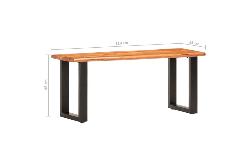 Benk med naturlig kant 110 cm heltre akasie & stål - Møbler - Stoler - Benk