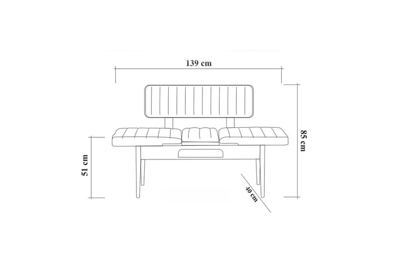 Benk Swonger 85 cm - Tre | Natur | Antrasitt - Møbler - Stoler - Benk - Benk med ryggstøtte