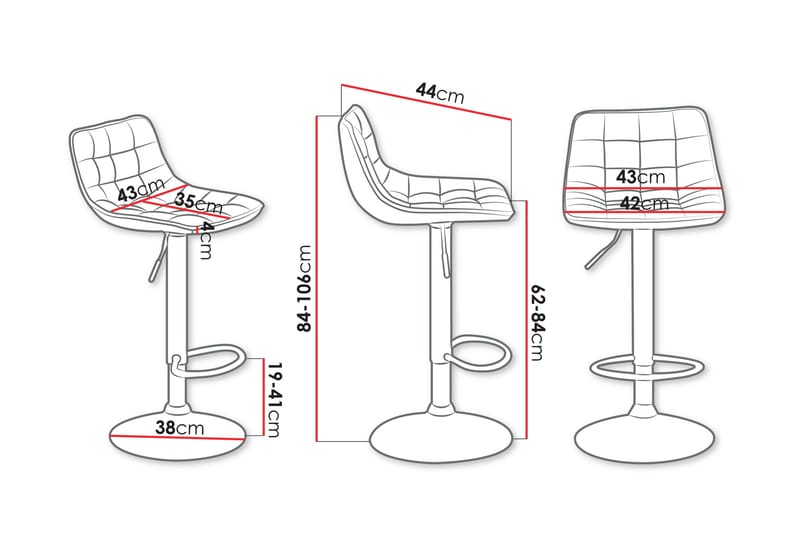 Friedrick Barkrakk 106 cm - Grå - Møbler - Stoler - Barstol