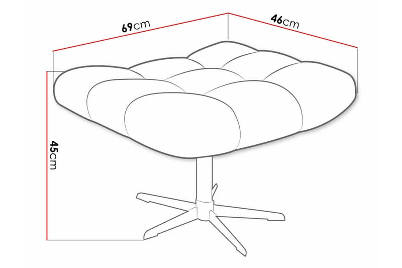 Fotpall Rathkeale 46 cm - Grå/Svart - Møbler - Stoler - Krakk - Fotskammel