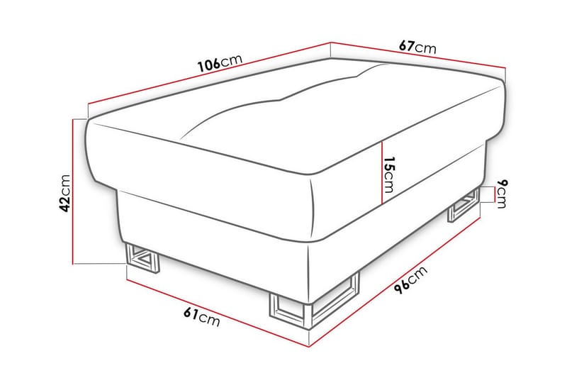 Fotpall Reginia 67 cm - Rød - Møbler - Stoler - Krakk - Fotskammel