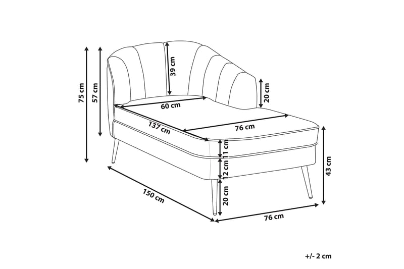 Allier Sjeselong 150 cm Venstre - Beige/Svart - Møbler - Stoler - Lenestoler - Liggestol