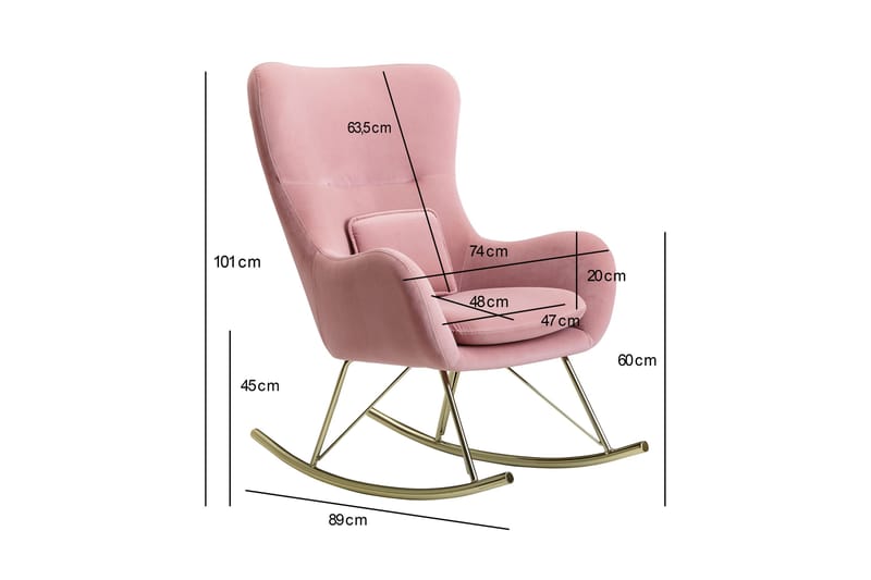 Gyngelenestol Clanton - Rosa / Gull - Møbler - Stoler - Lenestoler