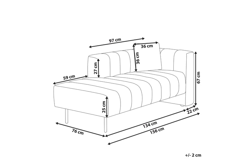 Higaro Sjeselong 156 cm Høyre - Beige/Svart - Møbler - Stoler - Lenestoler - Liggestol