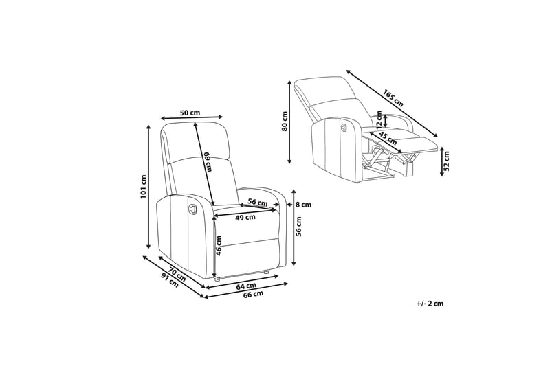 Lenestol Sampola LED-belysning + USB-port - Hvit - Møbler - Stoler - Lenestoler - Recliner