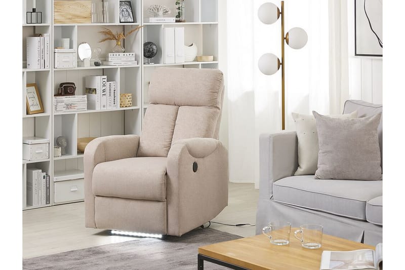 Lenestol Vakkuri LED-belysning + USB-port - Beige - Møbler - Stoler - Lenestoler - Recliner