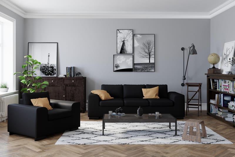 Sofagruppe Connect Lenstol+Fotskammel 60 cm - Svart - Møbler - Stoler - Lenestoler