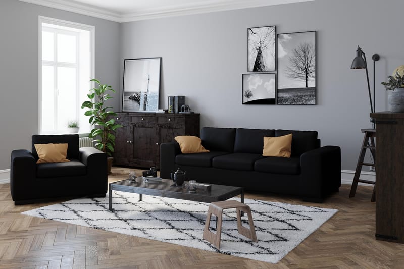 Sofagruppe Connect Lenstol+Fotskammel 60 cm - Svart - Møbler - Stoler - Lenestoler