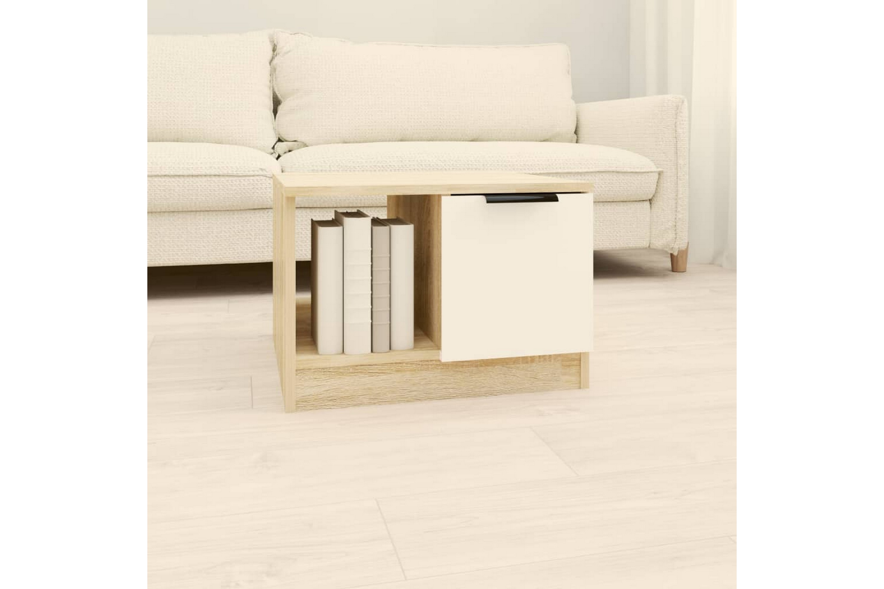 Be Basic beBasic Salongbord hvit og sonoma eik 50x50x36 cm konstruert tre - Beige