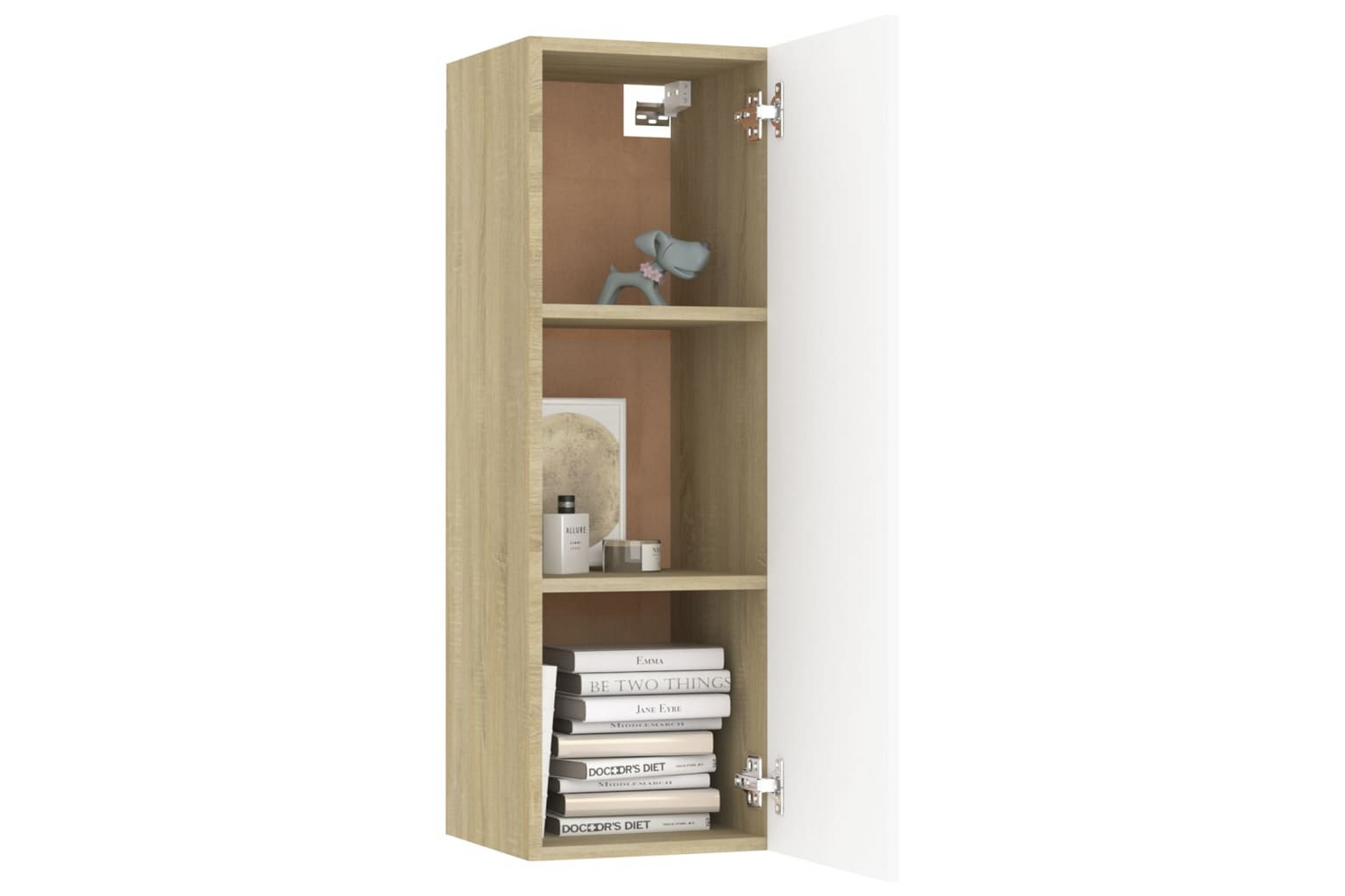 Be Basic TV-benk hvit og sonoma eik 30,5x30x90 cm sponplate - Beige