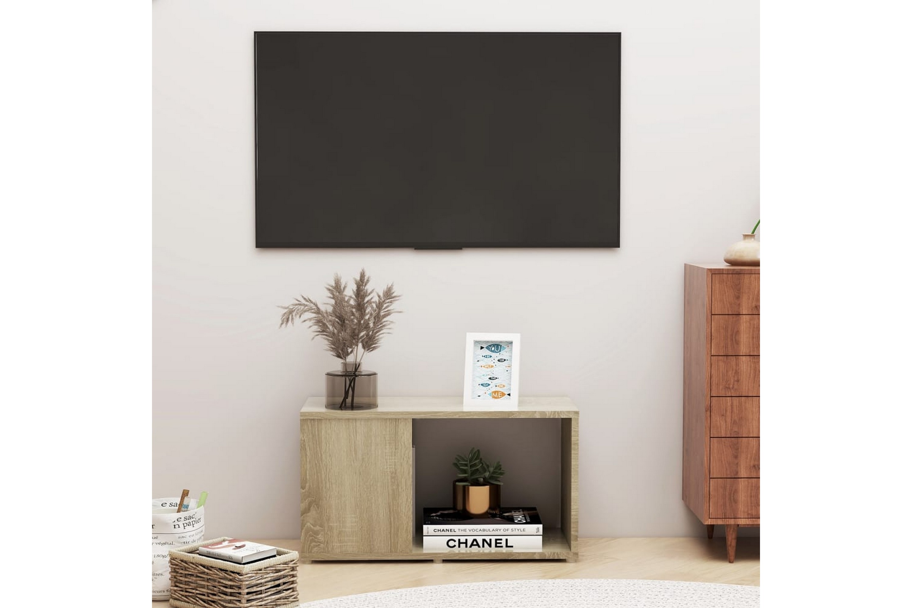 Be Basic TV-benk sonoma eik 60x24x32 cm sponplate - Brun