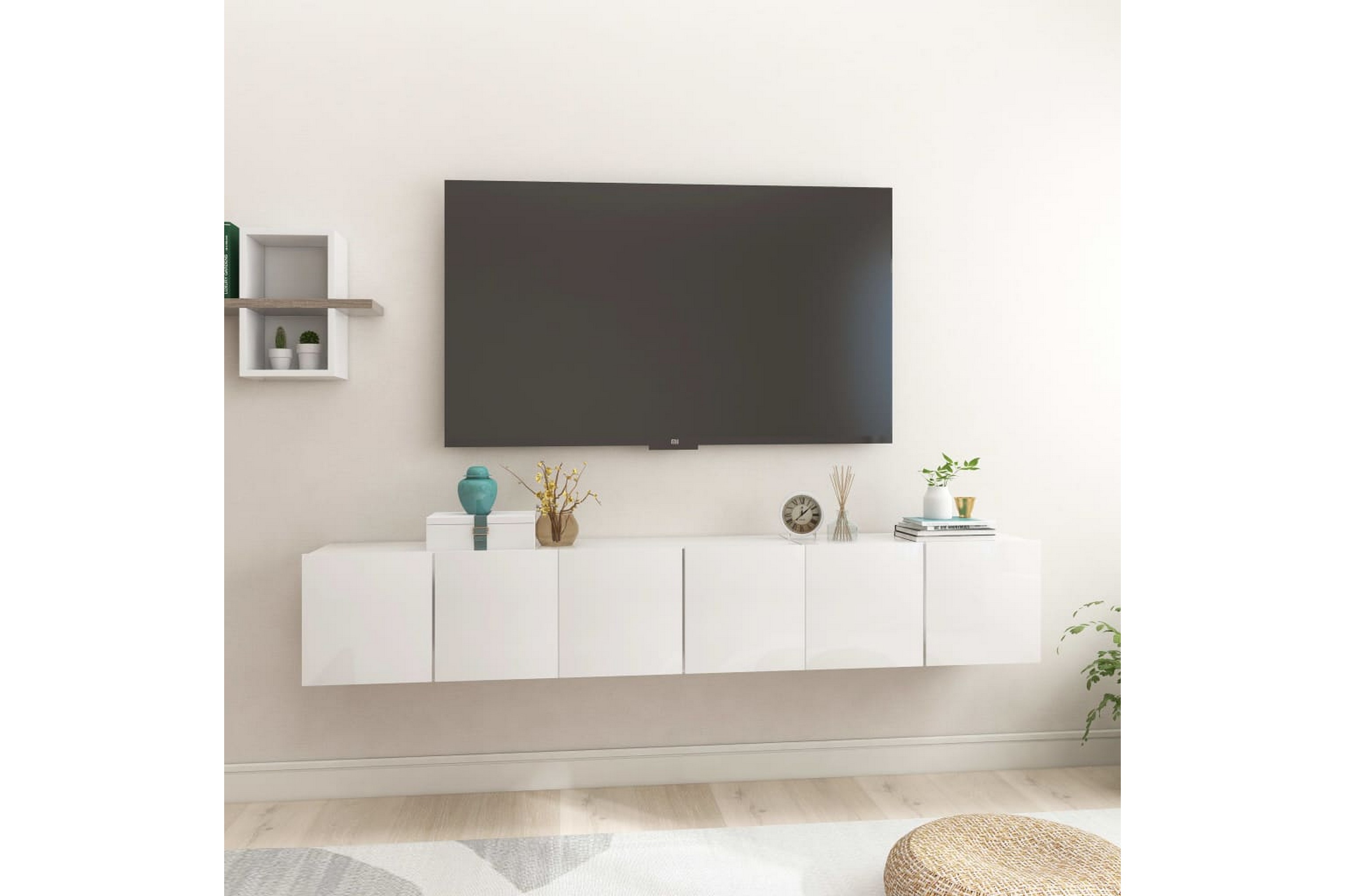 Be Basic Hengende TV-benker 3 stk høyglans hvit 60x30x30 cm - Hvit