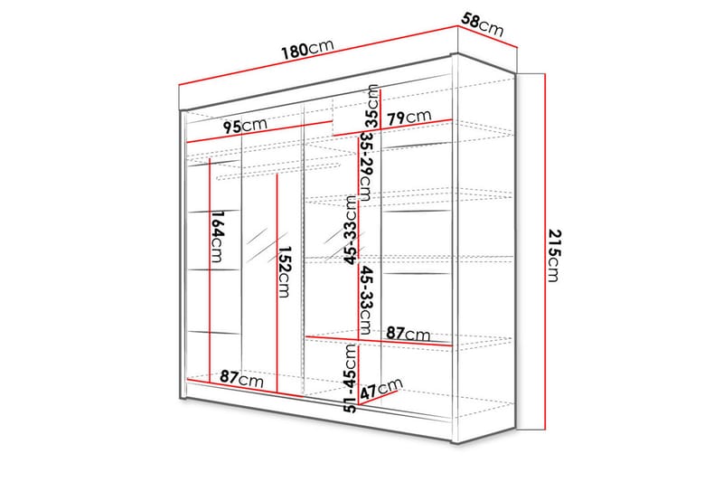 Canderbury Garderobe med Speil 180x215 cm - Beige - Oppbevaring - Garderober & garderobesystem