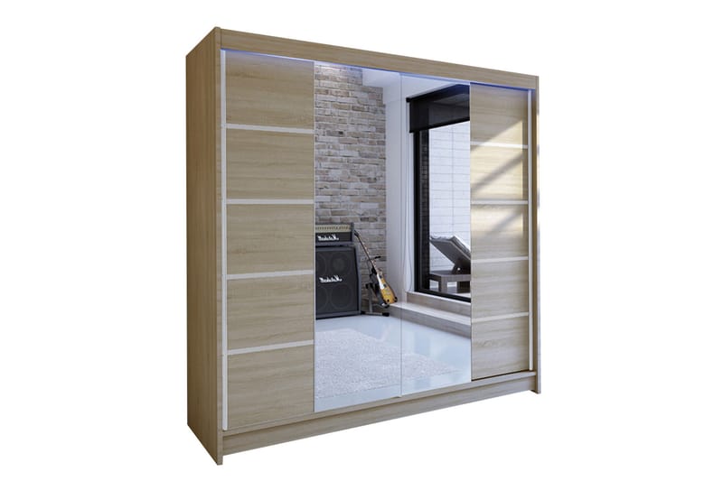 Canderbury Garderobe med Speil 180x215 cm - Beige - Oppbevaring - Garderober & garderobesystem