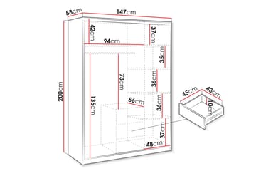 Chavez Garderobe med Speil 147x200 cm - Beige - Oppbevaring - Garderober & garderobesystem