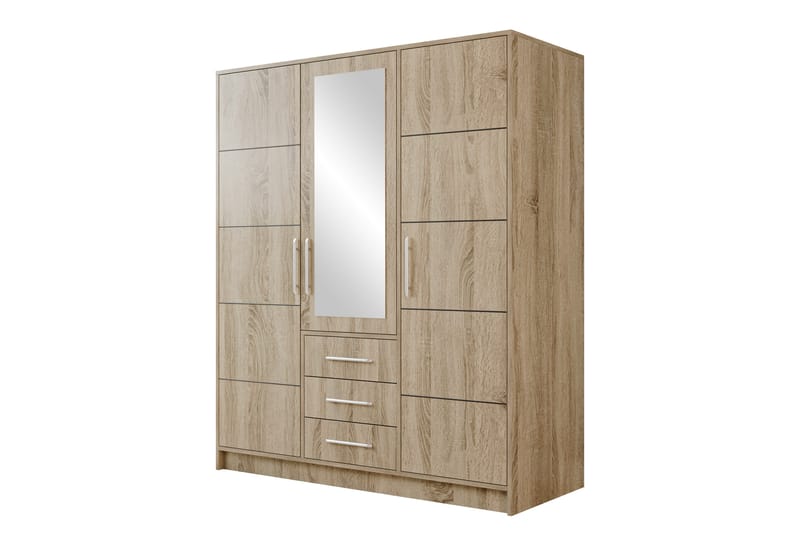 Chavez Garderobe med Speil 147x200 cm - Beige - Oppbevaring - Garderober & garderobesystem