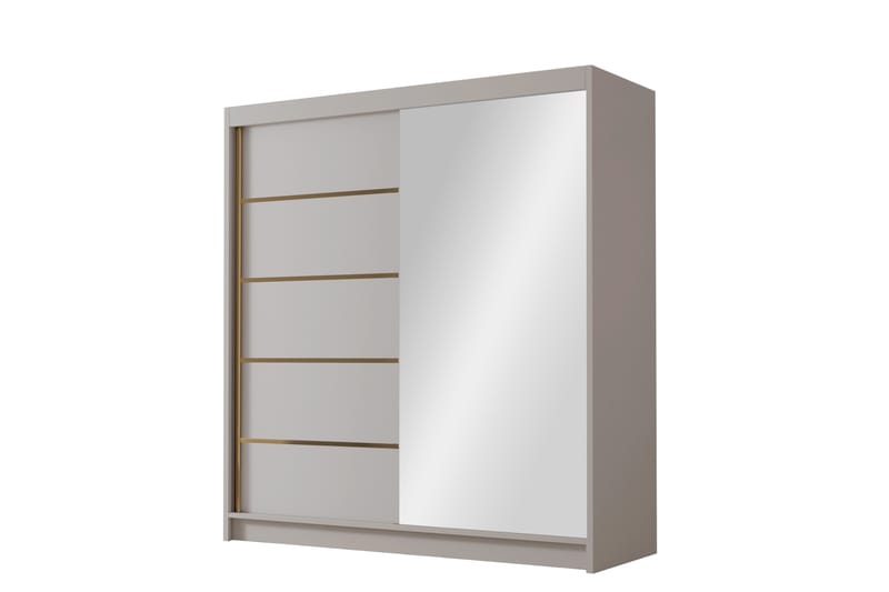 Chavez Garderobe med Speil 180x215 cm - Beige - Oppbevaring - Garderober & garderobesystem