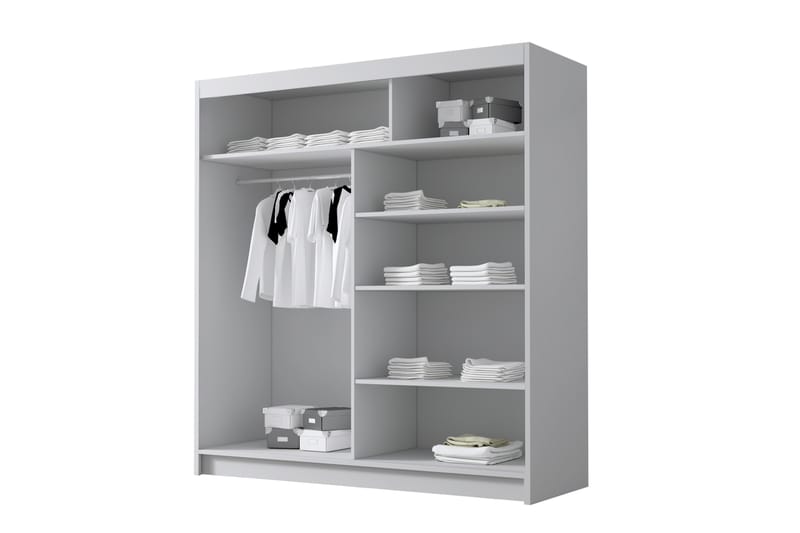 Chavez Garderobe med Speil 180x215 cm - Beige - Oppbevaring - Garderober & garderobesystem