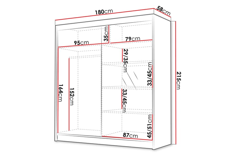 Chavez Garderobe med Speil 180x215 cm - Beige - Oppbevaring - Garderober & garderobesystem