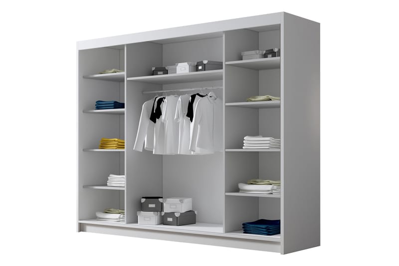 Cinerea Garderobe med Speil 250x215 cm - Beige - Oppbevaring - Garderober & garderobesystem