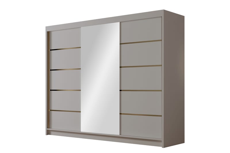 Cinerea Garderobe med Speil 250x215 cm - Beige - Oppbevaring - Garderober & garderobesystem