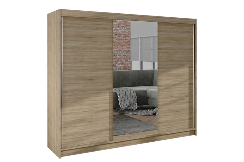 Cyria Garderobe med Speil 200x215 cm - Beige - Oppbevaring - Garderober & garderobesystem