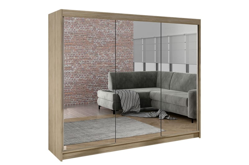 Cyria Garderobe med Speil 200x215 cm - Beige - Oppbevaring - Garderober & garderobesystem