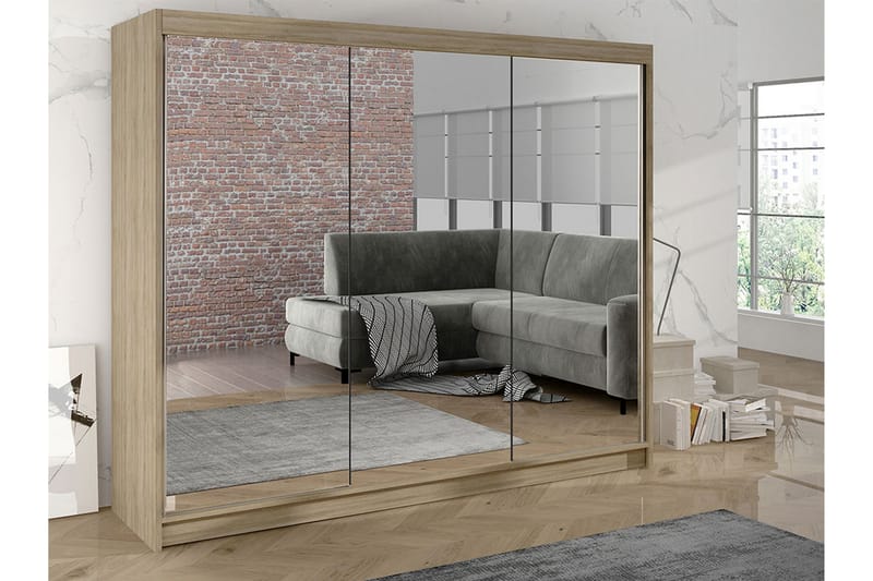 Cyria Garderobe med Speil 200x215 cm - Beige - Oppbevaring - Garderober & garderobesystem