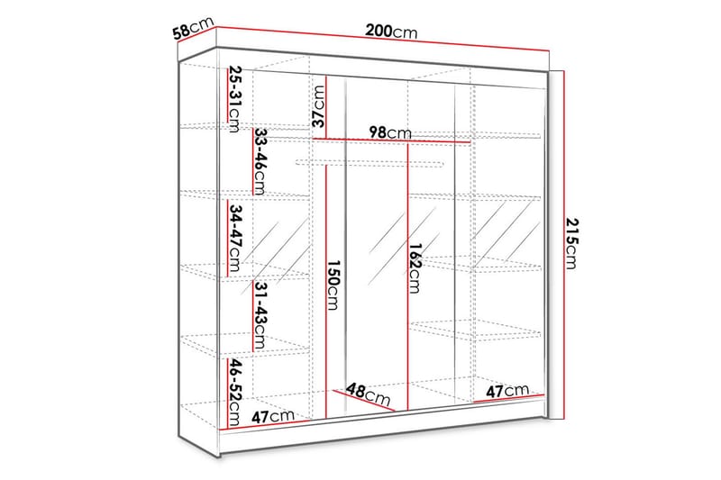 Cyria Garderobe med Speil 200x215 cm - Beige - Oppbevaring - Garderober & garderobesystem