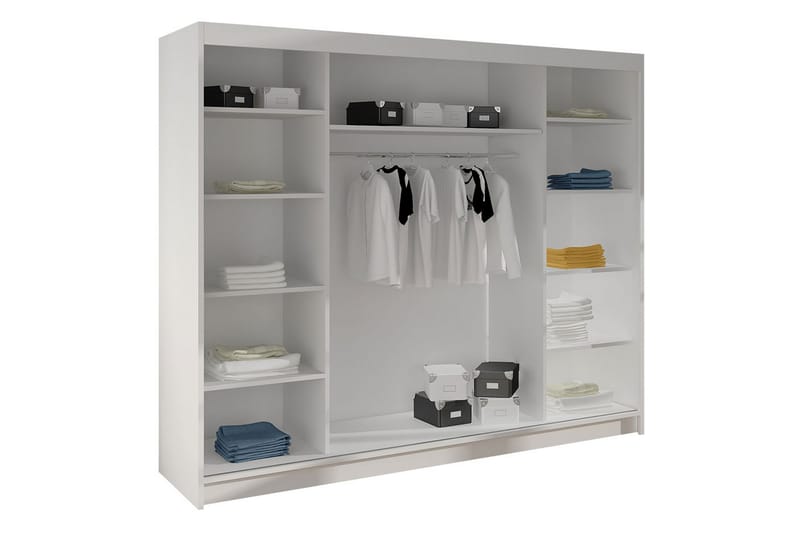 Cyria Garderobe med Speil 200x215 cm - Beige/Hvit - Oppbevaring - Garderober & garderobesystem