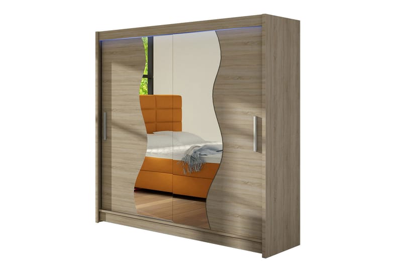 Dravon Garderobe med Speil 180x215 cm - Beige - Oppbevaring - Garderober & garderobesystem