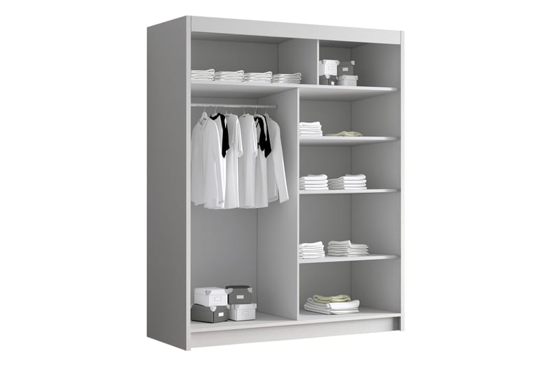 Emet Garderobe med Speil 150x200 cm - Beige - Oppbevaring - Garderober & garderobesystem