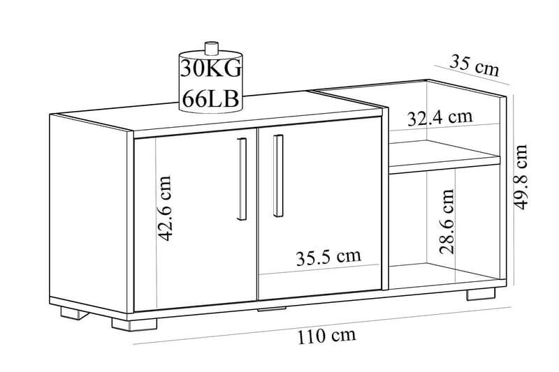 Skoskap Violaceae 110x49,8 cm - Hvit - Oppbevaring - Entreoppbevaring