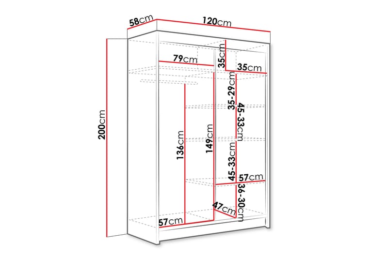 Estella Garderobe med Speil 120x200 cm - Beige - Oppbevaring - Garderober & garderobesystem