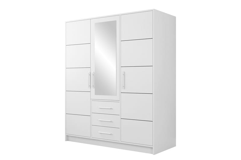 Garderobe med speil Bali 147x200 cm - Hvit - Oppbevaring - Garderober & garderobesystem