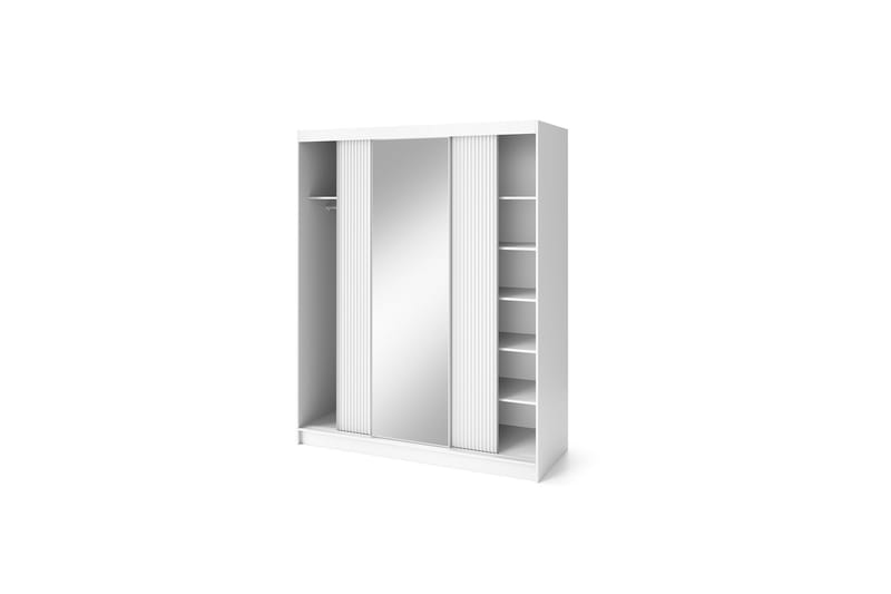 Garderobe med Speil Biancco 120x220 cm - Hvit - Oppbevaring - Garderober & garderobesystem