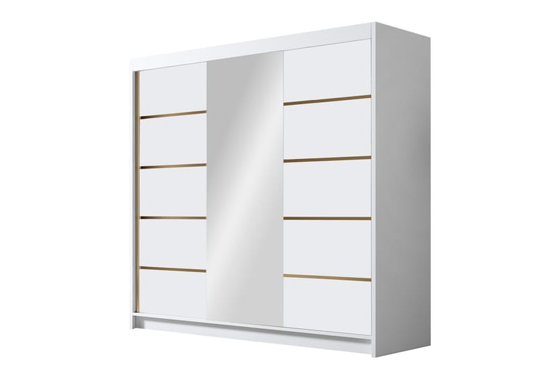 Garderobe med speil Dianna 200x215 cm - Hvit - Oppbevaring - Garderober & garderobesystem