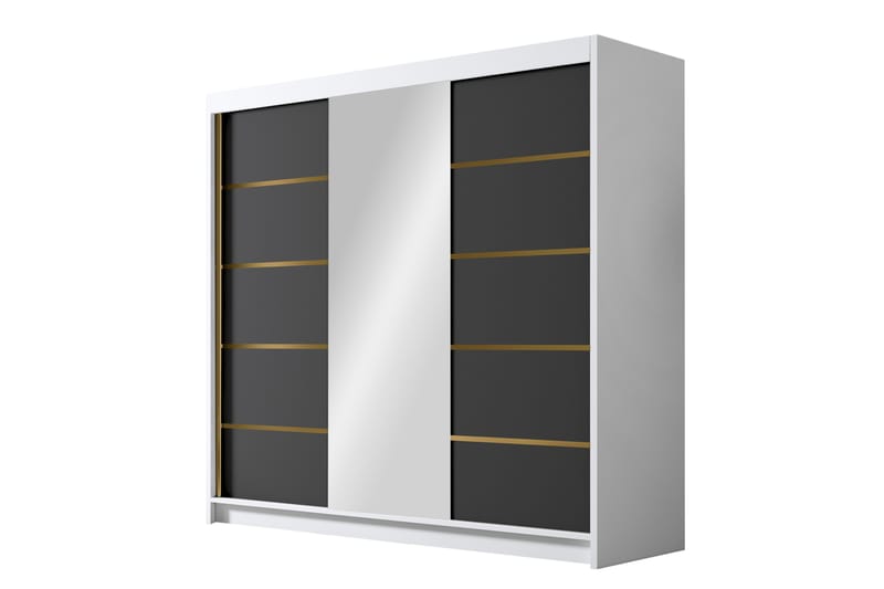 Garderobe med speil Dianna 200x215 cm - Svart/Hvit - Oppbevaring - Garderober & garderobesystem