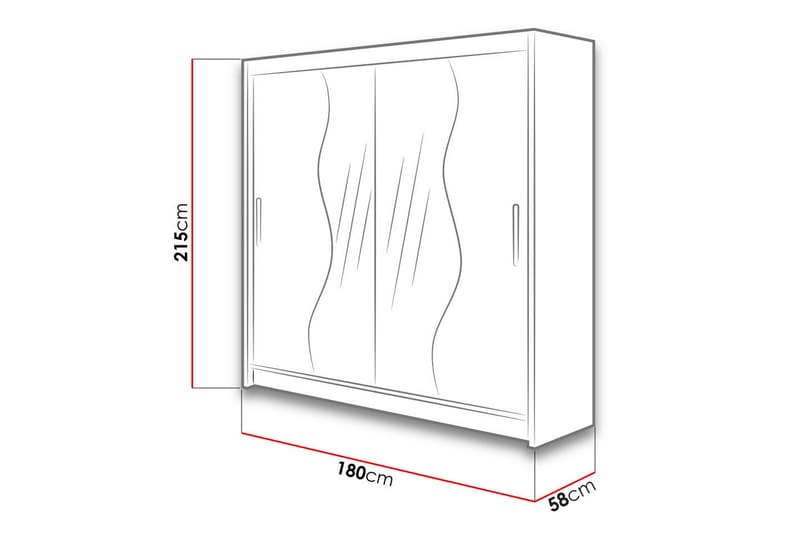 Garderobe med speil Dravon 180x215 cm - Hvit - Oppbevaring - Garderober & garderobesystem