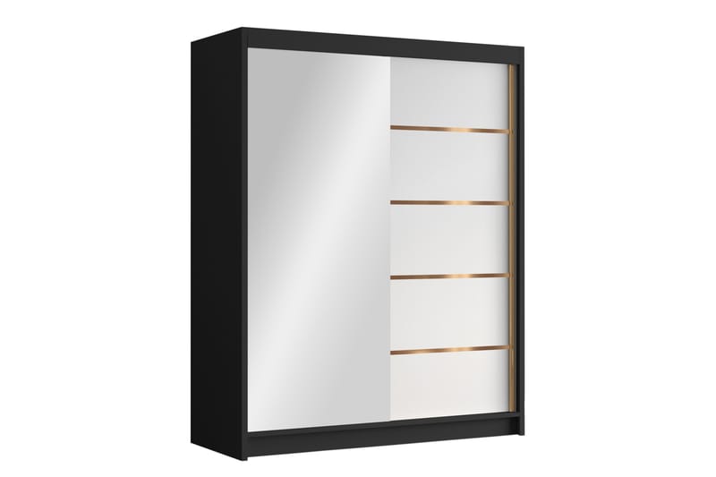 Garderobe med speil Emet 150x200 cm - Svart - Oppbevaring - Garderober & garderobesystem