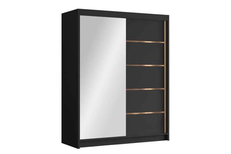 Garderobe med speil Emet 150x200 cm - Svart - Oppbevaring - Garderober & garderobesystem