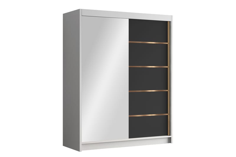 Garderobe med speil Emet 150x200 cm - Svart/Hvit - Oppbevaring - Garderober & garderobesystem