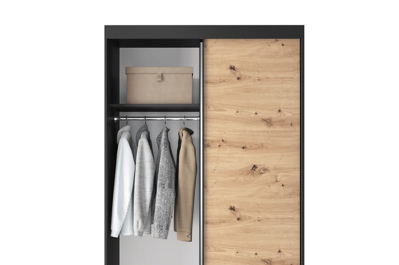 Garderobe med Speil Esville 120x220 cm - Brun - Oppbevaring - Garderober & garderobesystem