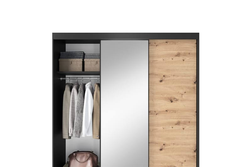 Garderobe med Speil Esville 120x220 cm - Brun - Oppbevaring - Garderober & garderobesystem