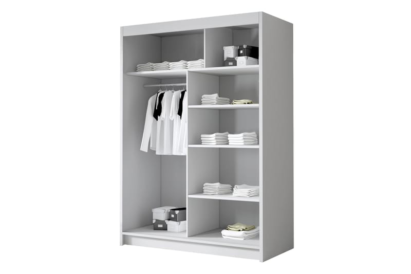 Garderobe med speil Lungotz 120x200 cm - Hvit - Oppbevaring - Garderober & garderobesystem