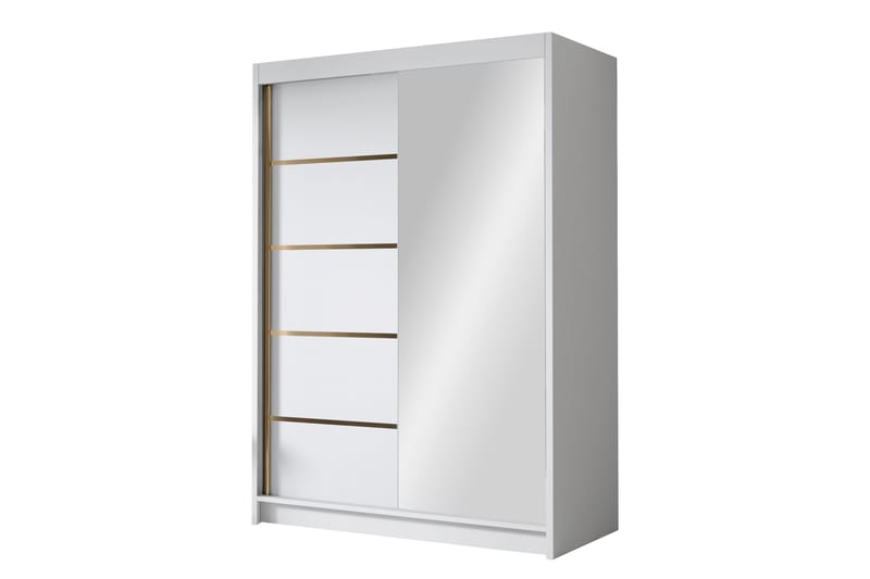 Garderobe med speil Lungotz 120x200 cm - Hvit - Oppbevaring - Garderober & garderobesystem