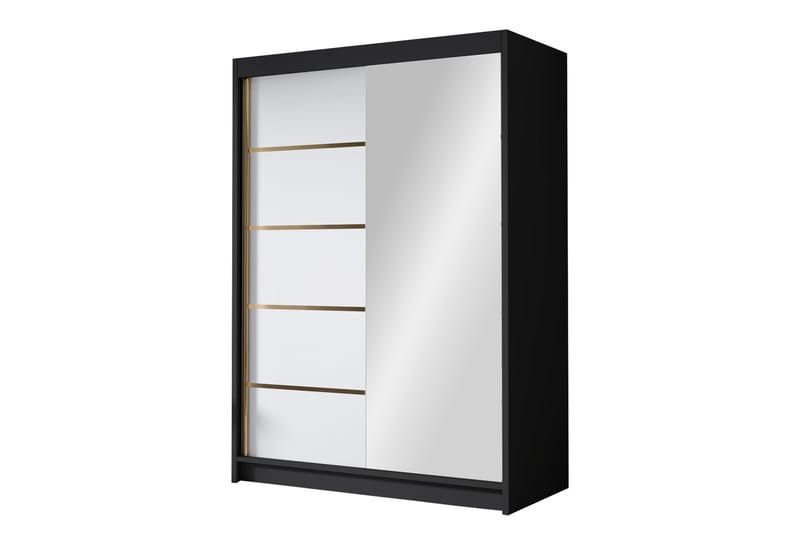 Garderobe med speil Lungotz 120x200 cm - Svart - Oppbevaring - Garderober & garderobesystem