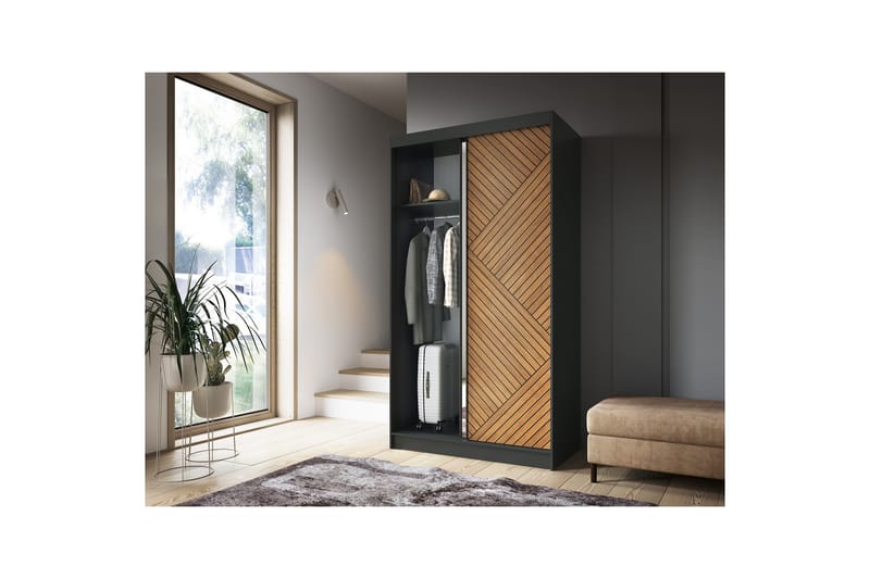 Garderobe med Speil Marrphy 120x220 cm - Brun - Oppbevaring - Garderober & garderobesystem